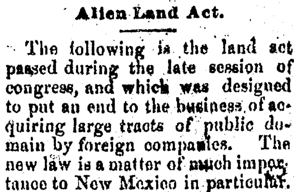 New Mexico's Alien Land Law
