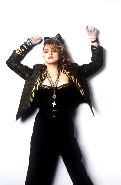 Madonna in one of her iconic outfits of the 80s