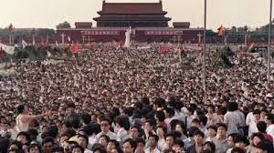 Protestors gathered in the square in front of the Tiananmen building of which the town square was named after.